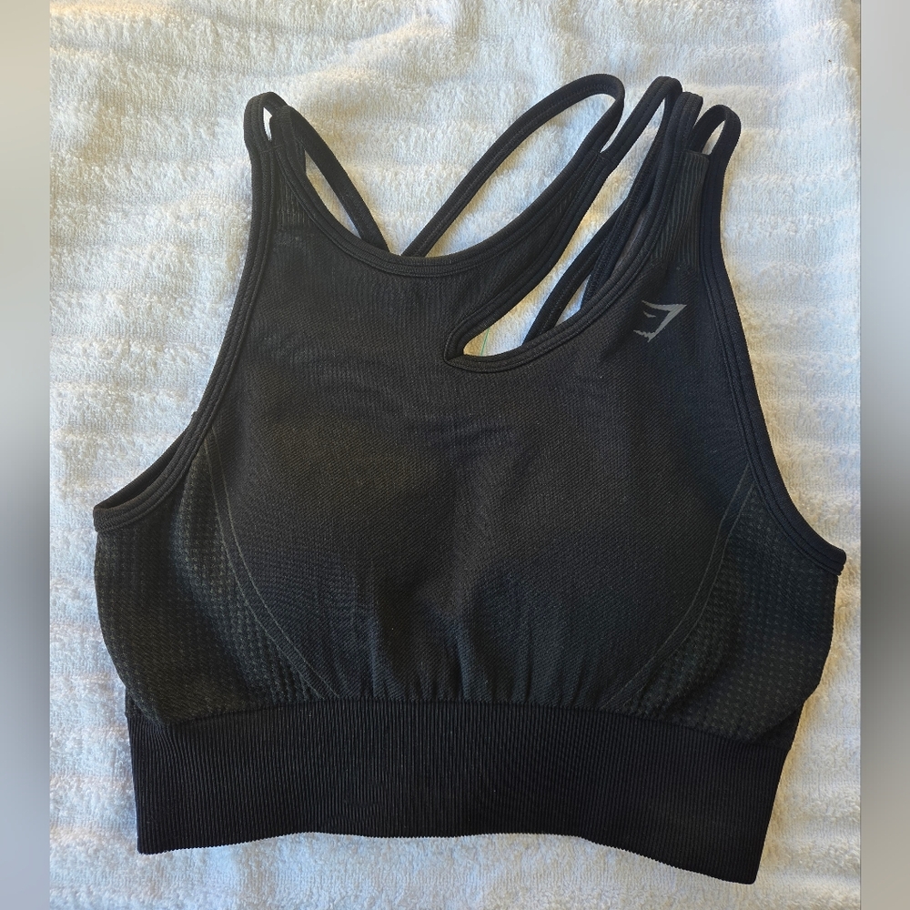 Gymshark Black And Olive Strappy Sports Bra Excellente Conditions‎